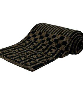 FENDI Dark Brown Black Wool Scarf